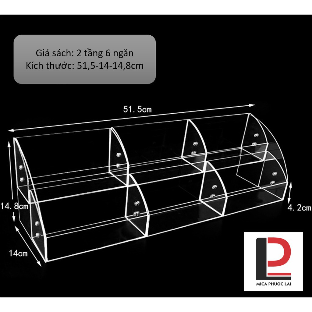Giá đỡ sách/ vở acrylic cao cấp, Kệ Mica trưng bày dụng cụ văn phòng phẩm
