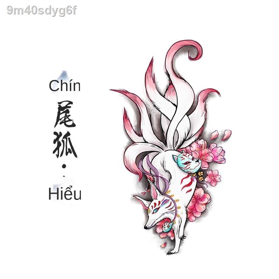 ♂ ❄✆Nước ép thảo dược Hình xăm Cáo Chín Đuôi Hình Xăm Con Cáo Quyến Rũ Nam Nữ Hình Xăm Không Thấm Nước Có