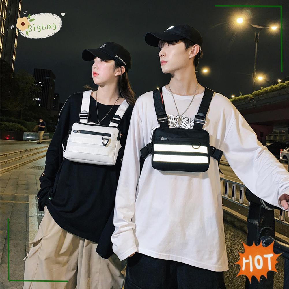 Túi đeo ngực vải oxford phong cách hip hop đường phố cá tính cho nam nữ