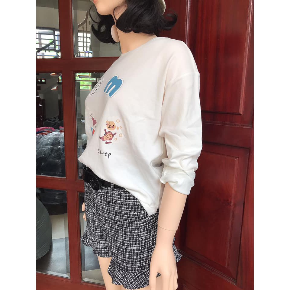 Áo thun nữ dài tay xuất Hàn chất thun dầy siêu đẹp họa tiết sinh động đáng yêu XanhHouse
