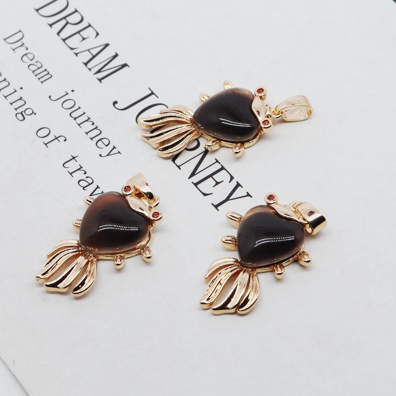 Mặt Dây Chuyền Hình Cá Cảm Biến Nhiệt Bằng Đồng Mạ Vàng 18k Thủ Công diy