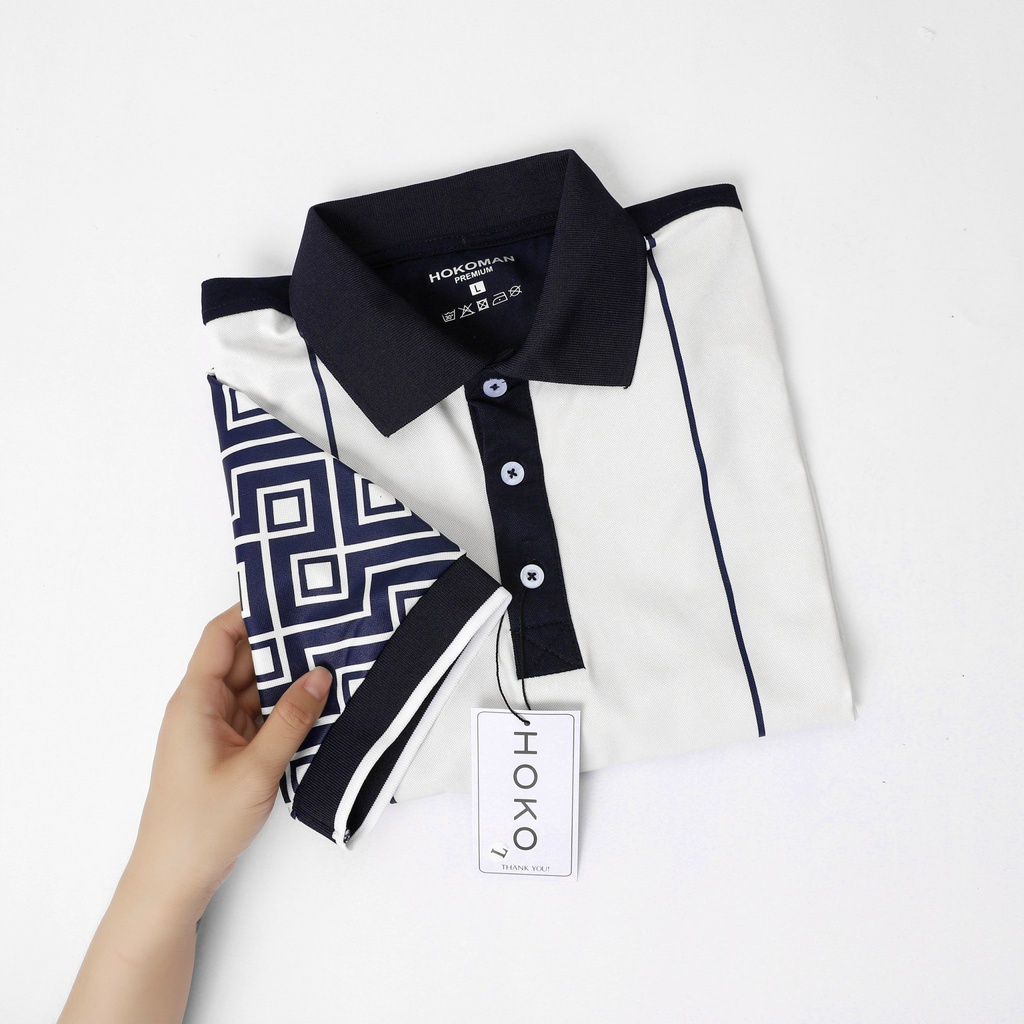 Áo polo nam cổ bẻ phối họa tiết chất vải cá sấu Cotton xuất xịn,chuẩn form, sang trọng - thanh lịch TB043