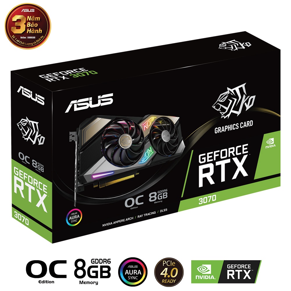 Card màn hình ASUS KO GeForce RTX 3070 V2 OC 8GB GDDR6 - Bảo hành chính hãng 36 Tháng