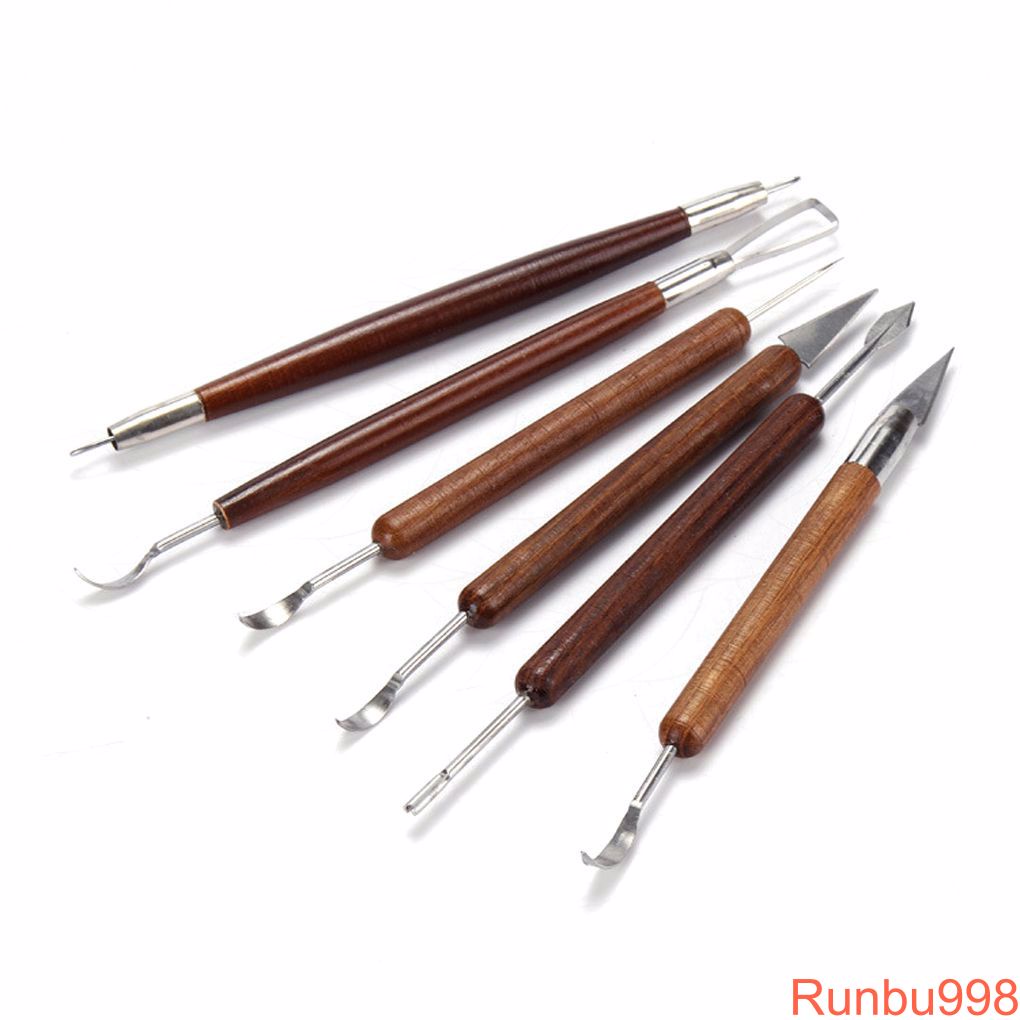 6pcs Assorted Polymer Clay Pottery Ceramics Sculpting Carving Tools Craft