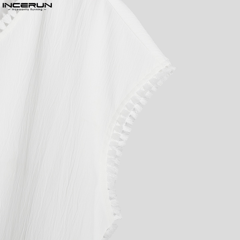 Áo thun INCERUN ba lỗ cổ V nhãn dán cho nam