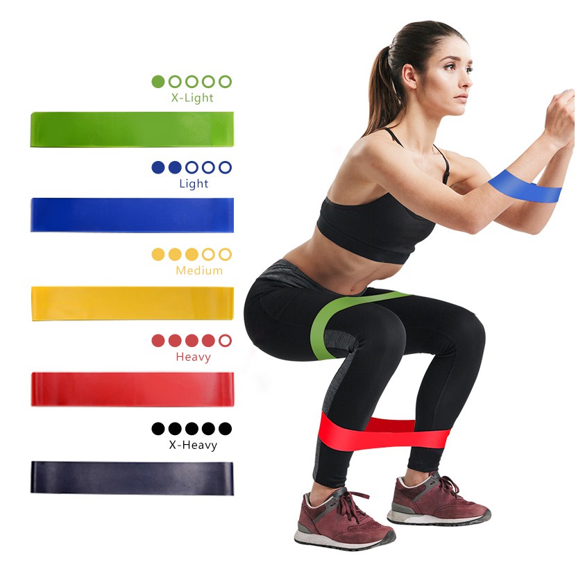 Dây kháng lực tập gym đàn hồi | bộ 4 dây mini power band tập mông | bộ 5 dây cao su ngũ sắc kháng lực tập tay DKL01