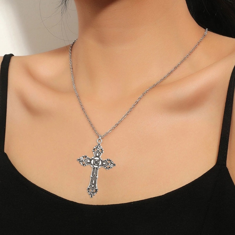 Vòng Cổ Choker Dây Xích Mặt Thánh Giá Phong Cách Gothic Punk Cổ Điển