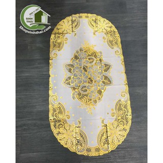 [ Khăn oval 60cm x 120cm ] Tấm khăn trải bàn bằng nhựa không thấm nước màu vàng