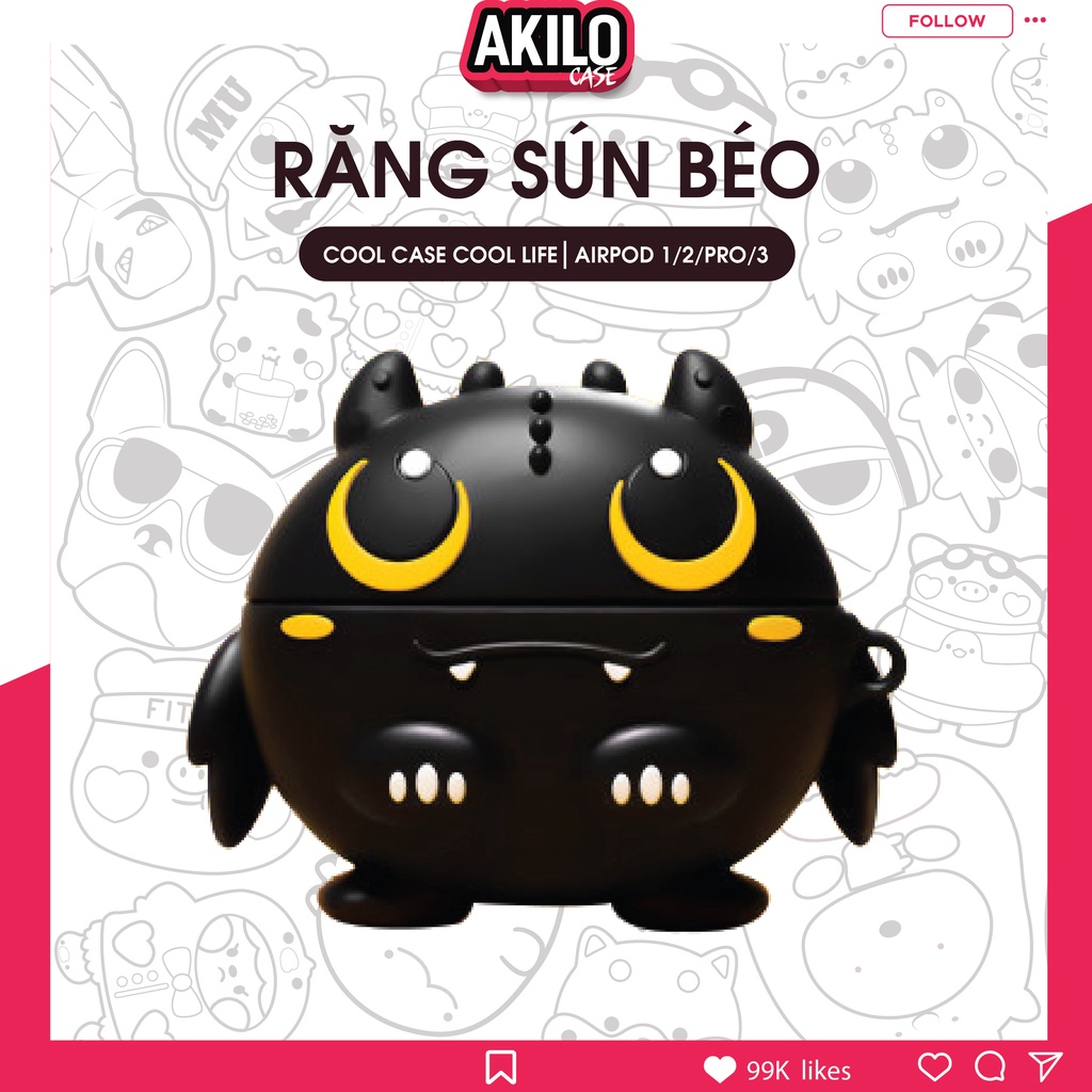 Case airpod 3, vỏ ốp tai nghe bluetooth  phụ kiện silicon kèm móc khóa cao cấp Airpod 2 pro AKILO