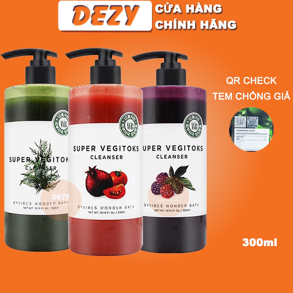 Sữa Rửa Mặt Rau Củ Thải Độc Super Vegitoks Cleanser Srm Dưỡng Ẩm Vitamin C Trắng Da Ngừa Lão Hóa Skincare Hàn Quốc Dezy