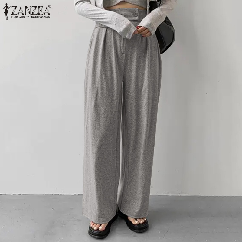 Quần ống rộng ZANZEA xẻ tà thời trang dành cho nữ