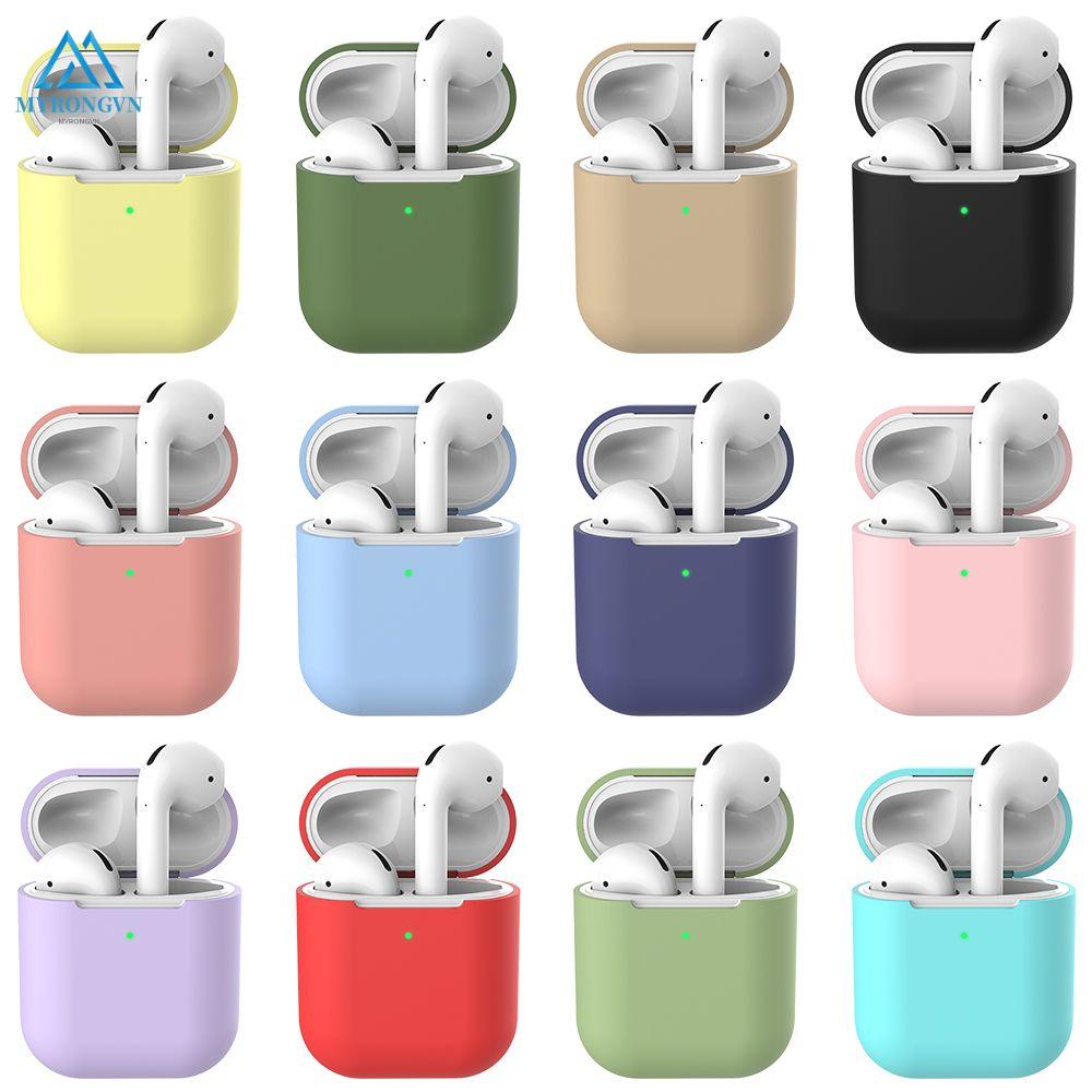 Vỏ bọc bằng silicon mềm chống bụi màu kẹo ngọt bảo vệ cho hộp sạc tai nghe Airpods 2