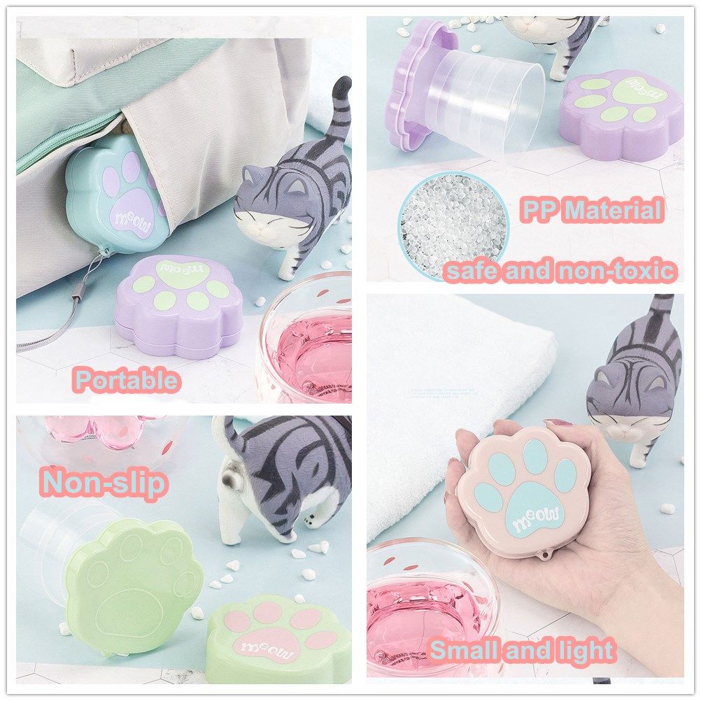 Cốc uống nước có thể gập lại hình chân mèo hoạt hình nhiều màu sáng tạo cho hoạt động ngoài trời