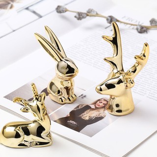 🔥𝐇𝐎𝐓 𝐃𝐄𝐀𝐋🔥Tượng Thú Vàng Decor Tinh Xảo Phong Cách Bắc Âu Trang Trí Bàn MQ-049
