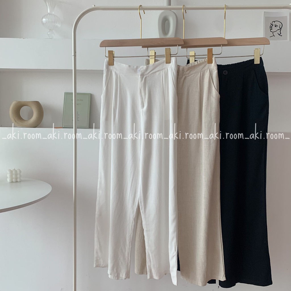 Quần suông đũi cạp một cúc lưng chun