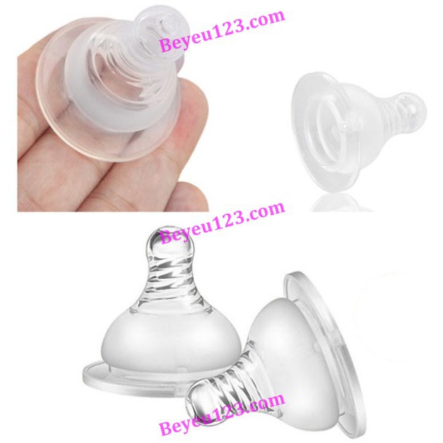 Set 2 núm ti chia tia silicone mềm CỔ HẸP chống sặc KICHILACHI (Công nghệ Japan)