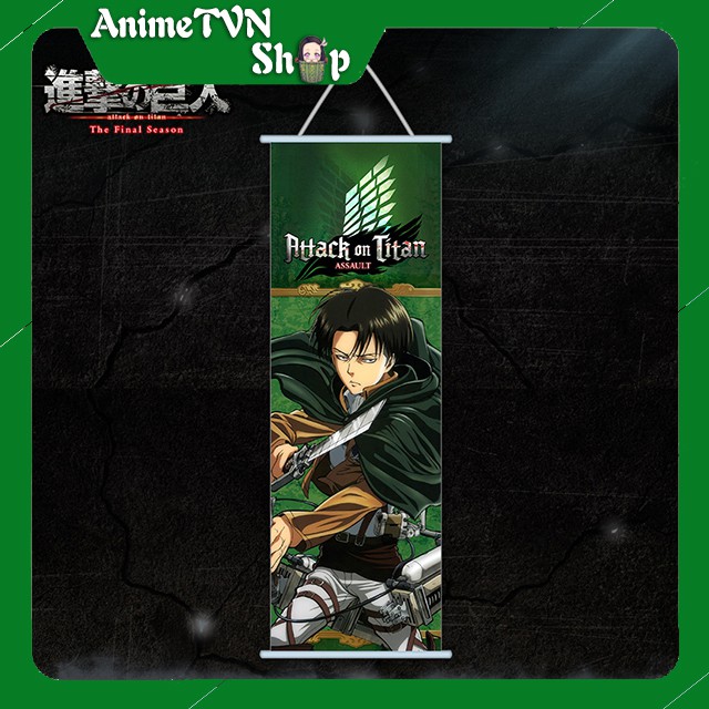 Poster vải lụa tranh lụa treo tường hình Anime Manga - Attack on Titan (Tấn công người khổng lồ) Size 30x70cm