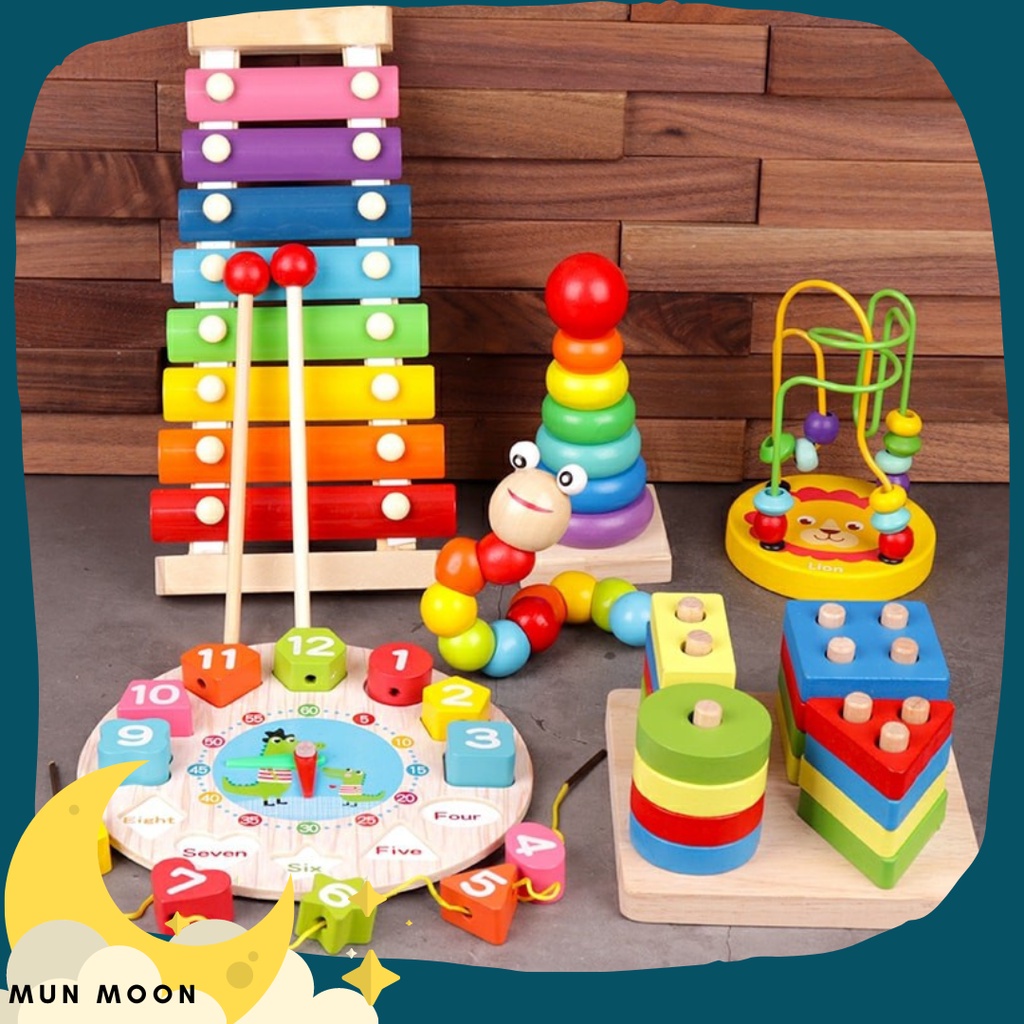 Đồ Chơi Giáo Dục 💝Freeship💝 Đồ chơi gỗ Giúp Bé Nhận Biết Màu Sắc, Âm Thanh, Vận Động Thỏa Thích