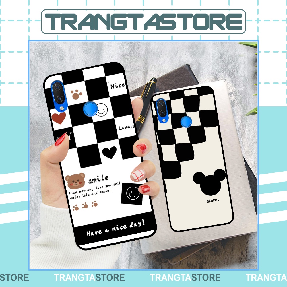 Ốp Huawei Nova 3 / Nova 3i in hình sọc caro, họa tiết đen trắng dễ thương