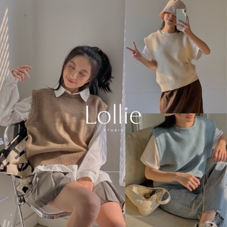 Áo gile len hạt gạo cổ tròn len98 lollie studio