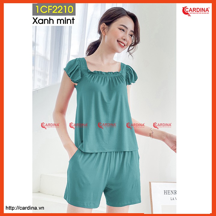 Đồ bộ nữ CARDINA chất cotton Nhật cao cấp quần đùi áo cộc tay trẻ trung xinh đẹp 1CF22.
