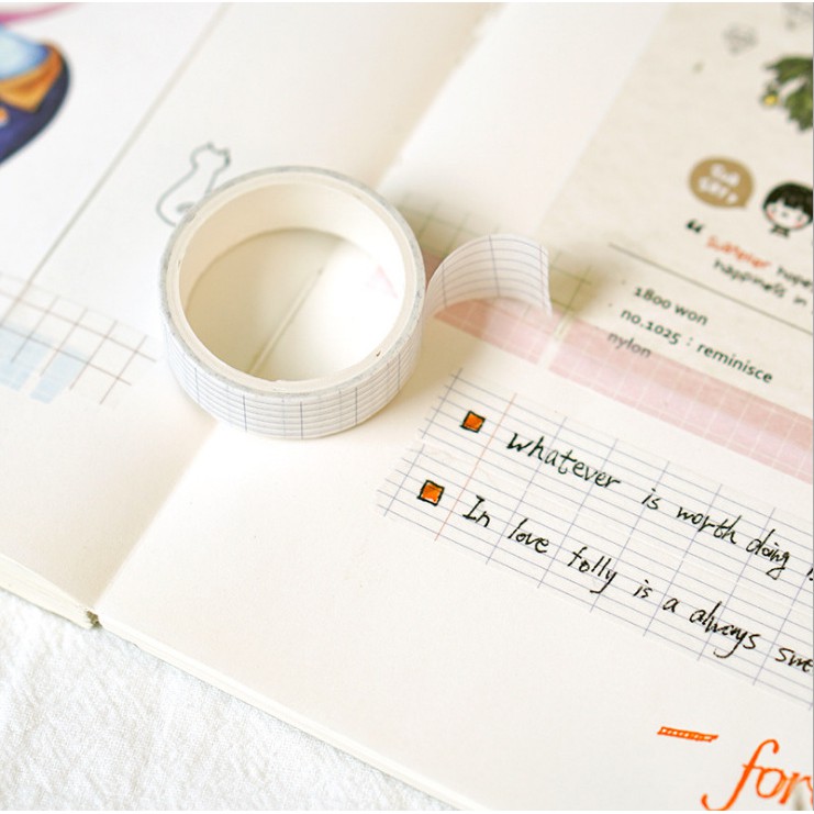Bộ 4 cuộn băng keo giấy Màu tinh khiết Dòng cơ bản Washi Tape Pocket Diary M152