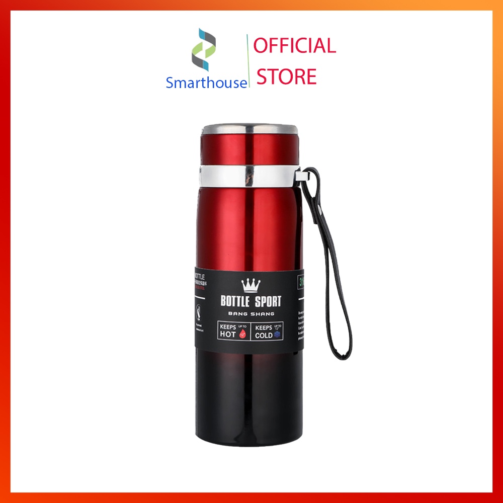 Bình giữ nhiệt inox lõi thép chống gỉ có nắp lọc trà và dây đeo tiện dụng