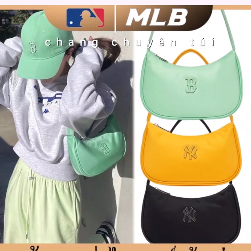 [Full Tag code] Túi Mlb nylon hobo bag đeo vai 3 màu thời trang hàng đẹp