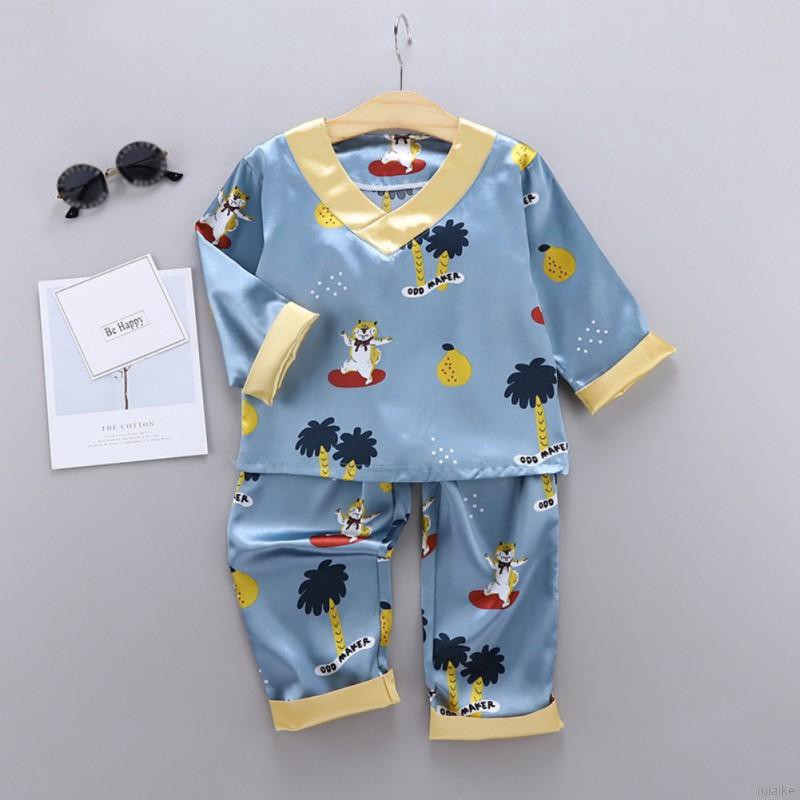 Set Đồ Ngủ Pijama Dài Tay Đáng Yêu Cho Bé 1-6 Tuổi