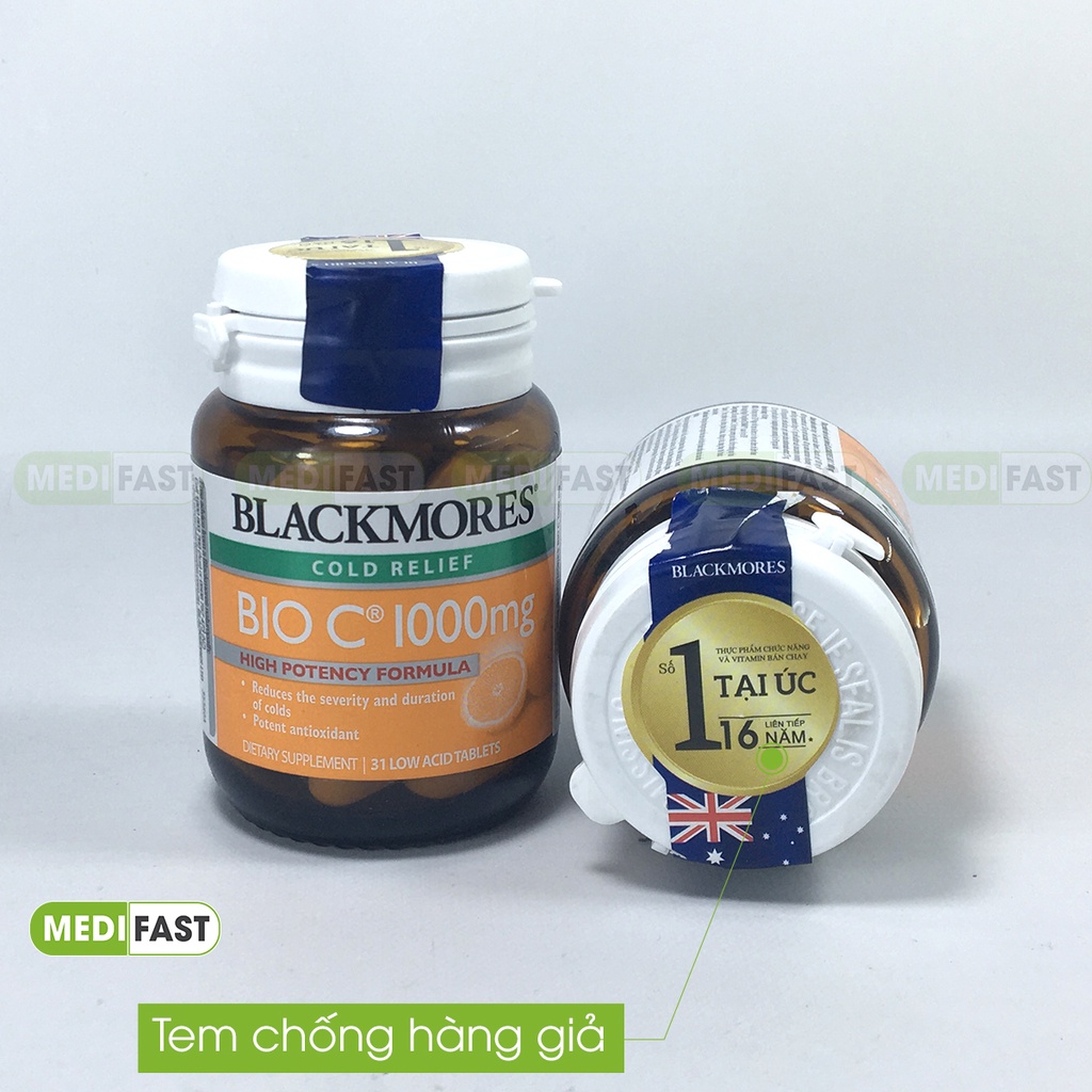 Vitamin C - Blackmores Bio C 1000mg - Lọ 31 viên bổ sung vtm C - Hàng nhập khẩu chính hãng.