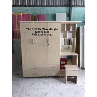 Tủ quần áo nhựa đài loan cực đẹp có kèm bàn trang điểm freeship