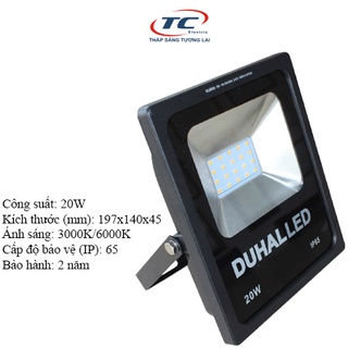 Đèn pha led chống nước ip65 duhal 20w kdjd0201