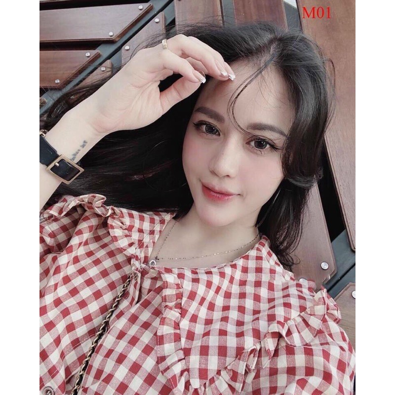 ⭕️ Áo sơ mi kẻ cổ bèo siêu xinh. Size S M