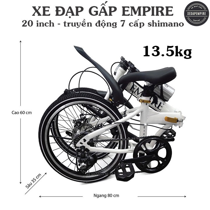 Xe Đạp Gấp Empire - Xe đạp gấp gọn thể thao, 20inch, truyền động 7 cấp shimano E-1000