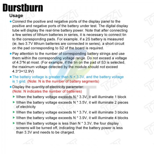 Mô Đun Hiển Thị Pin Li-ion 1/2/3/4/5/6/7/8S 3.7V