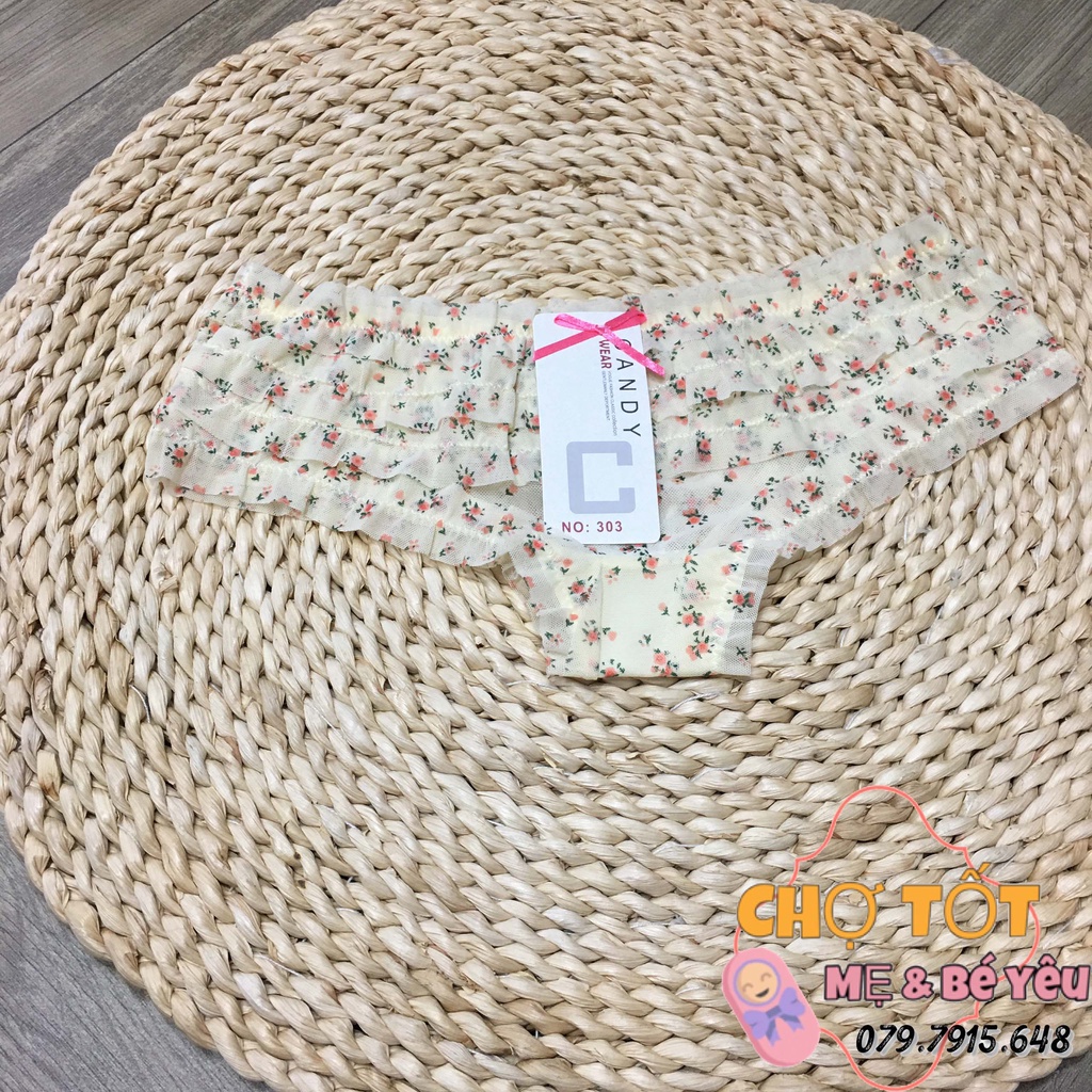 Quần Lót Bé Gái, Quần Chip Nữ Tuổi Teen lưới xếp tầng nơ dễ thương (35-45kg)