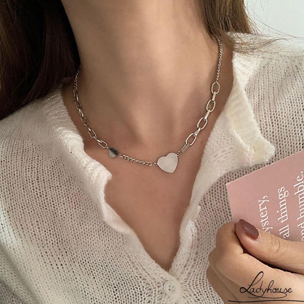 Vòng cổ choker dây xích mặt hình trái tim cho nữ