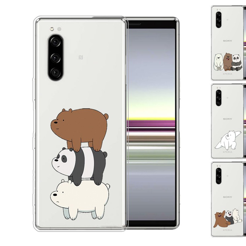 Ốp điện thoại trong suốt họa tiết We Bare Bear cho Sony Xperia XZ4 XZ3 XZ2 Compact 20 2 XA3 Ultra L3 Xperia 10 1 II