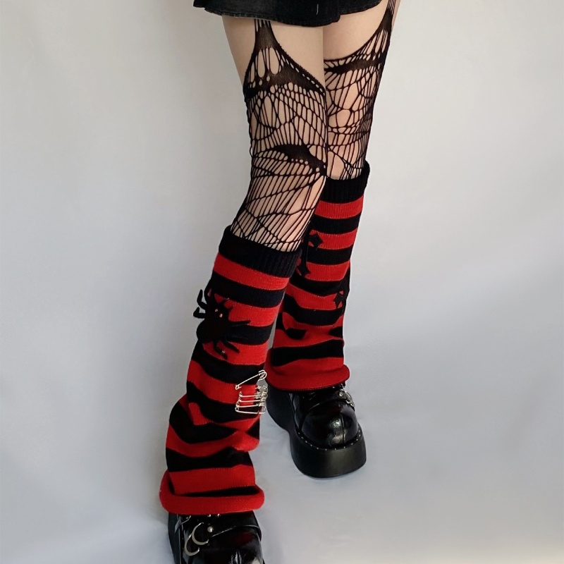 XIXI Vớ Ống Chân Giữ Ấm Họa Tiết Kẻ Sọc Phong Cách Gothic Thập Niên 80 Cho Nữ