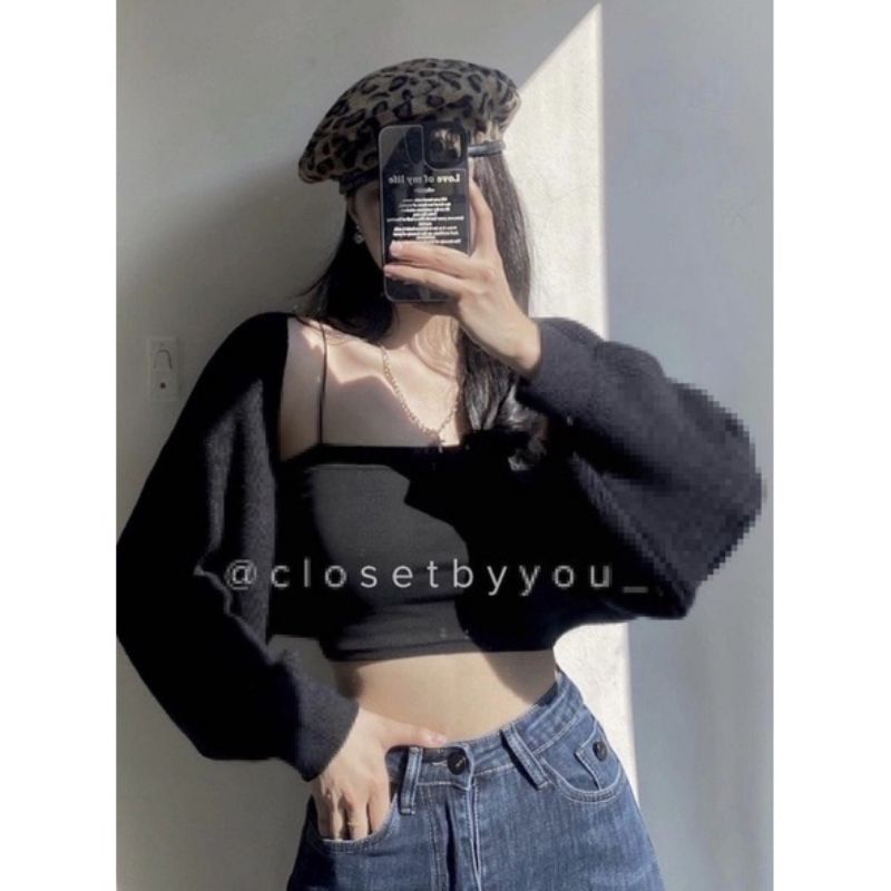 Áo khoác ngoài CROPTOP tay thụng Mix được nhiều trang phục