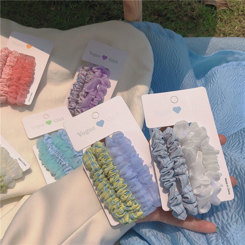 Bộ 4 dây buộc tóc co giãn thời trang Hàn Quốc phong cách ins cho nữ