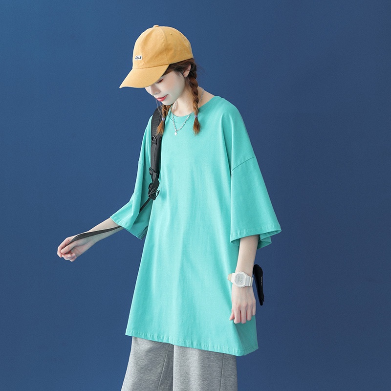 Áo thun IFNICEFUTURE bằng cotton màu trơn tay ngắn dáng rộng thời trang cho nam nữ
