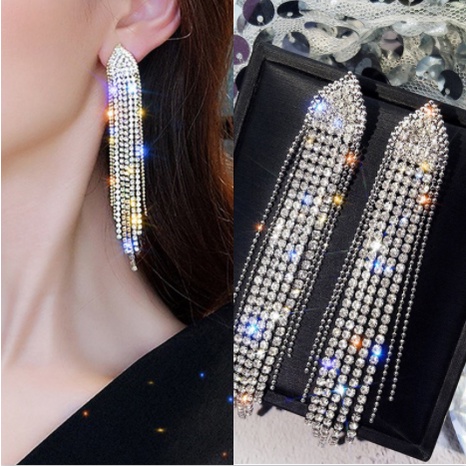 Bông Tai Dáng Dài Bằng Bạc 925 Phối Tua Rua Phong Cách Hàn Quốc Thời Trang Cho Nữ