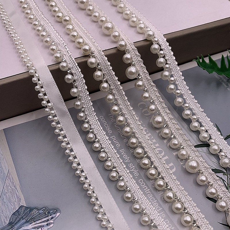 2191168 Dây Ren Đính Hạt Ngọc Trai Dùng Trang Trí Thủ Công Phong Cách Dân Tộc