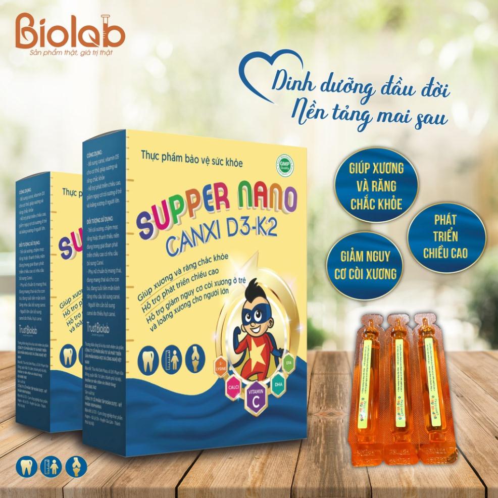 Supper Nano Canxi D3-K2 Hỗ Trợ Phát Triển Chiều Cao, Giúp Xương Và Răng Chắc Khỏe Cho Bé Yêu - Dược Biolab