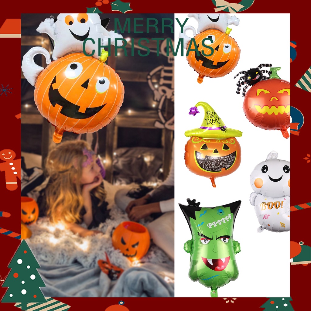 Bong Bóng Nhôm Hình Ma Bí Ngô Nhện Bí Ngô Dày Dặn Chống Rò Rỉ Trang Trí Tiệc Halloween