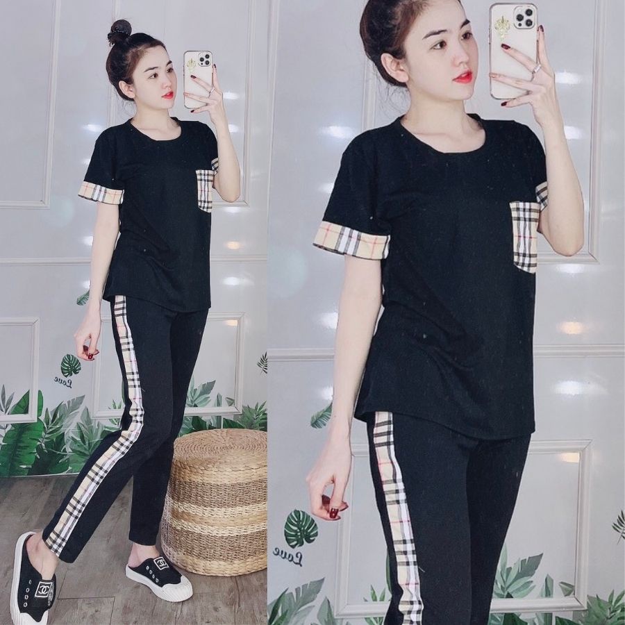 Đồ bộ nữ đồ bộ mặc nhà ngủ thể thao thun cotton bigsize quần dài đẹp dễ thương cute Đồ bộ nữ trung niên ESHOP  DB15