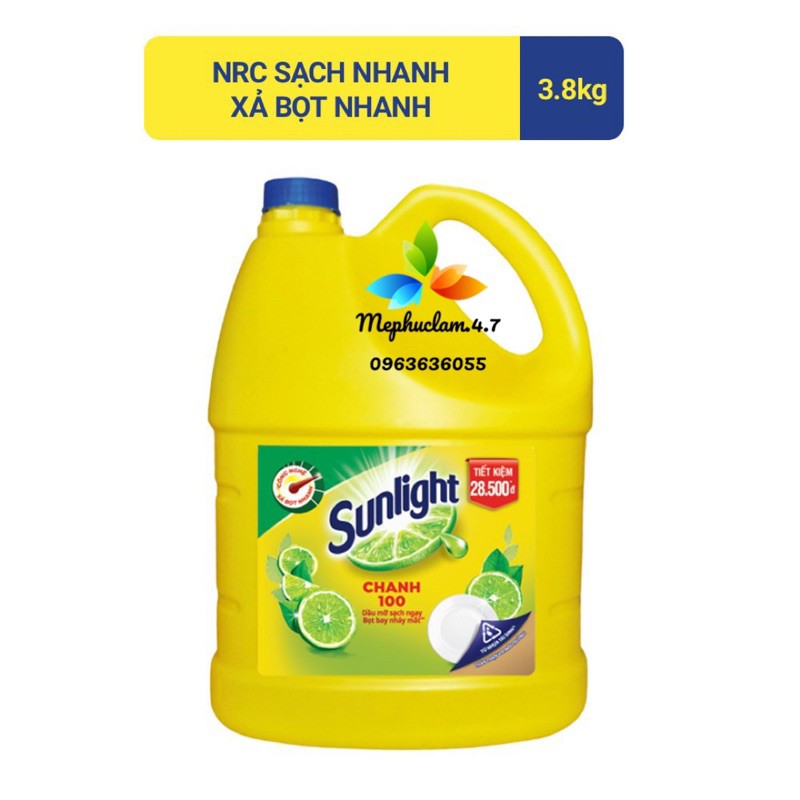 Nước rửa chén, bát Sunlight 3.8kg siêu tiết kiệm cho nhà hàng, quán ăn, bếp tập thể, khách sạn...