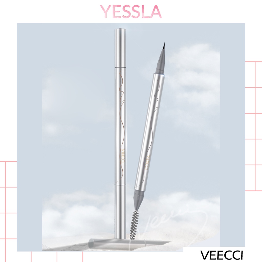 Veecci - Bút phẩy lông mày kẻ mày 3D dạng lỏng chống nước nét mảnh tự nhiên