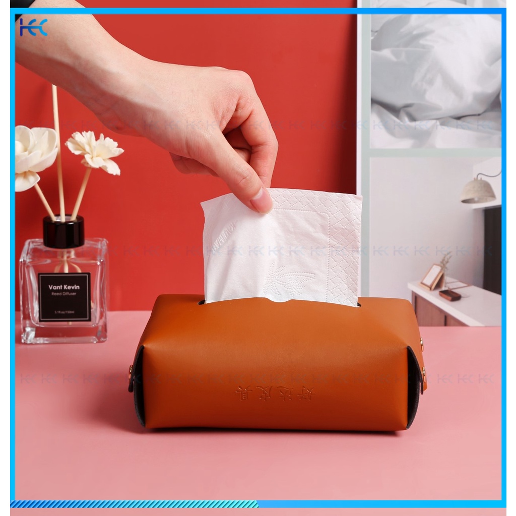 1 Hộp Đựng Khăn Giấy Bằng Da PU Cho Xe Hơi